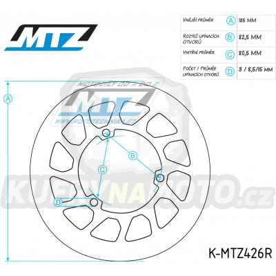 Kotouč brzdový (185/80/3D) - kulatý design - Rieju Drac50+MXR50+RR50+SMX50 + RJ125+RR125+RS125