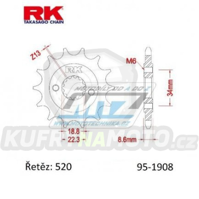 Kolečko řetězové (pastorek) 1908-16zubů RK - KTM 390 Adventure + 390 Duke + 390RC + Husqvarna 401 Svartpilen + 401 Vitpilen