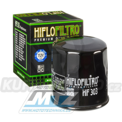 Filtr olejový HF303 (HifloFiltro) černý - Access 450 + Bimota 1000 + Honda 40hp + CB400+CBR1000+VT1100 + Kawasaki KVF400 Prairie+ Jet Ski STX+KLF400 + ZX600 + Z1000 + Polaris 400 Ranger+500 Sportsman + Yamaha YFM660 Grizzly+FX Cruiser+YZF-R1