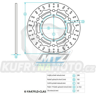 Kotouč brzdový (298/132/6D) - Yamaha WR125X / 09-16+XT660R / 04-16+XT660ZTenere / 08-16