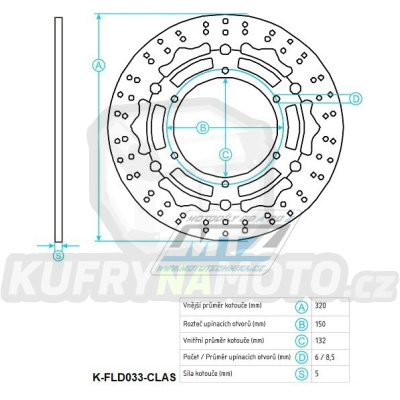 Kotouč brzdový plovoucí (320/132/6D) kulatý desing - Yamaha YZF-R7+XVS950 Midnight Star + FJR1300