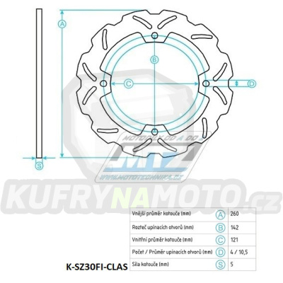 Kotouč brzdový nerezový (260/121/4D) - Suzuki Burgman / 02-05