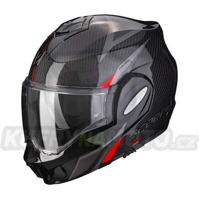 Moto přilba SCORPION EXO-TECH EVO CARBON TOP černo/červená