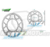 Rozeta řetězová (převodník) Dural 0808-52zubů ESJOT 51-32041-52 - barva stříbrná - Suzuki RM125 / 80-11+RM250 / 82-12+RMX250 / 89-00+RMZ250 / 07-20+RMZ450 / 05-20+RMX450Z / 10-19+DRZ250 / 01-07+DR350 / 96-99+DRZ400S / 00-20+DRZ400E / 00-07 + Kawasaki