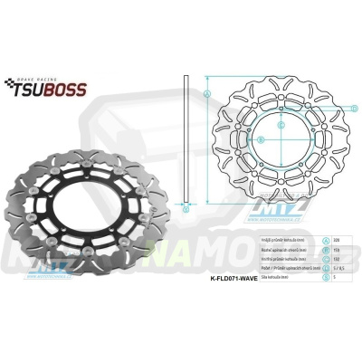 Kotouč brzdový plovovoucí nerezový (320/132/5D) zubatý desing - Yamaha YZF R1 + FZ1N+FZ1S Fazer+MT10 + XVS1300 + XV1700 V-max