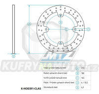 Kotouč brzdový (256/144/4D) - Honda NX650 Dominator / 88-00 + XL650V Transalp / 00-07+XL700V Transalp + XR650L+CB450S