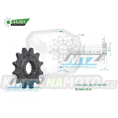 Kolečko řetězové (pastorek) 1441-12zubů ESJOT 50-32146-12S - Suzuki RMZ450 / 05-12 + RMX450Z / 10-19