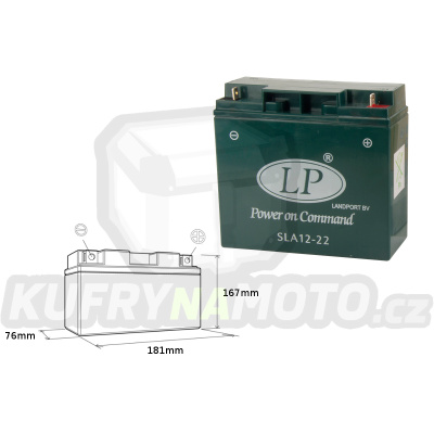 LANDPORT baterie SLA12-22 12V/22AH SEALED BMW (+4AH) 180X75X165 bezúdržbový (naplněný)