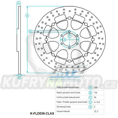 Kotouč brzdový plovovoucí nerezový (330/94/6D) kulatý desing Honda CBR900RR / 01-03 + CBR929RR Fireblade / 00-01 + CBR954RR Fireblade / 02-03