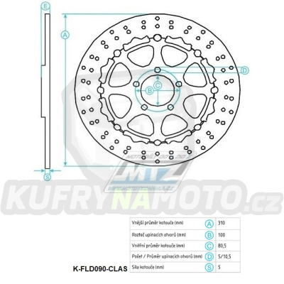 Kotouč brzdový plovovoucí nerezový (310/80,5/5D) kulatý desing - Kawasaki ZX-6R Ninja+Z800 + KLZ1000 Versys+Z1000+ZX-10R Ninja+GTR1400+ZZR1400