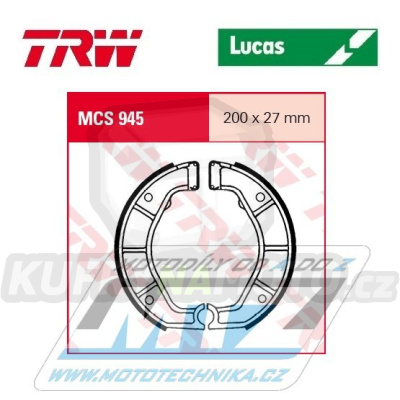 Brzdové obložení (brzdové pakny) TRW Lucas MCS945 - BMW R80 + R80R + R80R Mystic + 1000 R100GS + R100GS Paris Dakar+  R100R Mystic + R100R Roadster + R100RS + R100RT