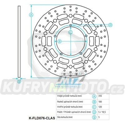 Kotouč brzdový plovovoucí nerezový (310/100/5D) kulatý desing - Suzuki GSXR600+GSXR750 / 06-07 + GSXR1000 / 06-08+M1800Intruder