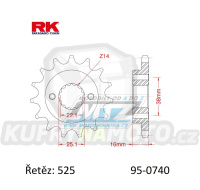 Kolečko řetězové (pastorek) 0740-15zubů RK - Ducati 795 Monster + 796 Hypermotard + 796 Monster + 916 Sport Touring + 944 Sport Turismo + 950 Multistrada + 996 Biposto + 996 Monster + 996 SPS + 996 Sport Touring