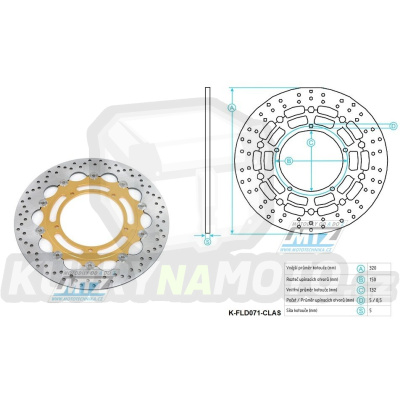 Kotouč brzdový plovovoucí (320/132/5D) kulatý desing - Yamaha YZF R1 + FZ1N+FZ1S Fazer+MT10 + XVS1300 + XV1700 V-max