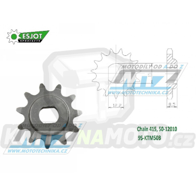 Kolečko řetězové (pastorek) KTM50B-10zubů ESJOT 50-12010-10 - KTM 50SX / 09-23 + Husqvarna TC50 / 17-23