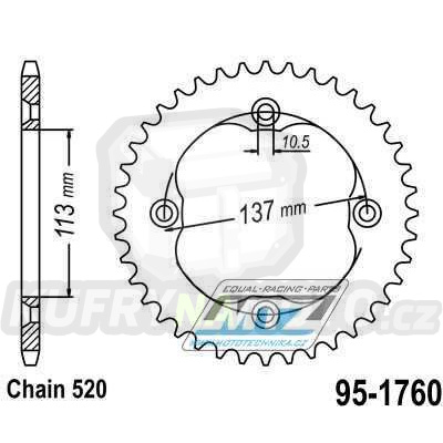 Rozeta ocelová (převodník) 1760-37zubů MTZ - Suzuki LT-R450 Quadracer / 06-11 + LTR450 Quadracer + LTZ400 Quadsport / 09-12