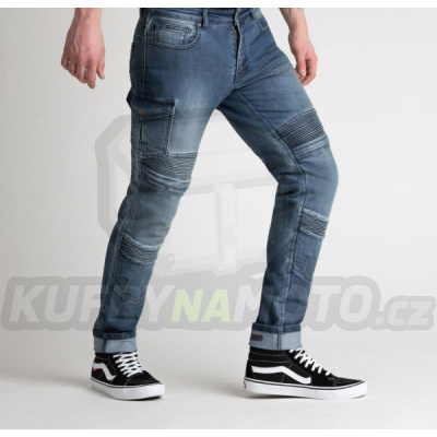 Moto kalhoty BROGER OHIO jeans washed blue