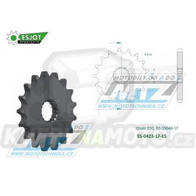 Kolečko řetězové (pastorek) 0423-17zubů ESJOT 50-35048-17 - Suzuki GSXR1000 + GSX1300BK B-King + GSXR1300R Hayabusa