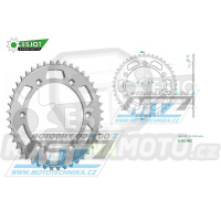 Rozeta řetězová (převodník) Dural 0822-44zubů ESJOT 51-32043-44 - barva stříbrná - Husqvarna CR+WR+TC+TE+WRE+TXC+SM+SMR + Suzuki DR350+DRZ400 + Cagiva WMX + Gas-Gas EC+ECF+XC+Ranger + Beta RR + Sherco SE+SEF + Rieju MR+XC+Ranger