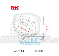 Rozeta ocelová (převodník) 0803-45zubů RK - Suzuki GSXR125 / 17-23 + GSXS125 / 18-23