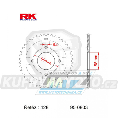 Rozeta ocelová (převodník) 0803-45zubů RK - Suzuki GSXR125 / 17-23 + GSXS125 / 18-23