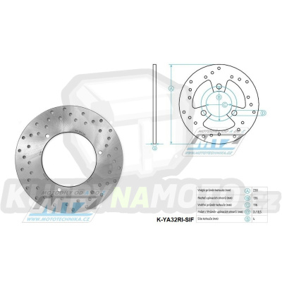 Kotouč brzdový (230/116/3D) - Yamaha YP250 Majesty / 00-07 + MBK 250 Skyliner / 00-05