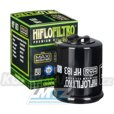 Filtr olejový HF183 (HifloFiltro) - Adiva 125+250AD + Aprilia 125+150+200+250+300 + Benelli 125+250 Adiva  +  Derbi 125+200+300 + Gilera 125+180 + Italjet 150 Torpedo + Malaguti 125+200+250 Madison + Peugeot 150+250+300 + Piaggio 125+150+200+300