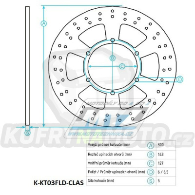 Kotouč brzdový PLOVOUCÍ nerezový (300/127/6D) - KTM 640 Adventure + 640 LC4+660L C4+400 LC4+620 LC4 + 660 Rally + 400 Enduro + 620 Enduro+690 Enduro + LC8 Adventure