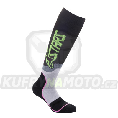 ponožky MX PLUS-2, ALPINESTARS, dětské (černá/zelená neon/růžová fluo) 2023