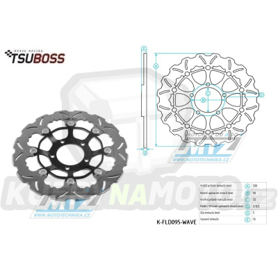 Kotouč brzdový plovovoucí nerezový (330/72/5D) zubatý desing - Ducati 848Evo Corse+1000Desmosedici+1000Panigale+1098 + 1100Streetfighter+1100Panigale + 1198+1200Monster+1299Panigale