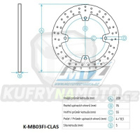 Kotouč brzdový (220/55/4D) - MBK Skyliner125 / 98-10+Skyliner150 / 98-02+Skyliner180 + Yamaha YP125 Majesty / 98-09+YP150 Majesty / 98-02+YP180 Majesty / 03-06