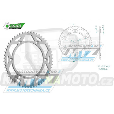 Rozeta řetězová (převodník) Dural 15084-54zubů ESJOT 51-15084-54 - Husqvarna SMS4 125 / 10-14 + SMR125+TE125