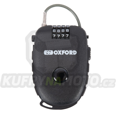 svinovací lankový zámek RETRACTABLE COMBINATION LOCK, OXFORD (délka 0,75 m, tl. 2,4 mm, černý)