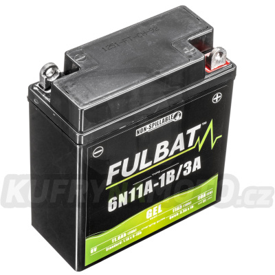 baterie 6V, 6N11A-1B/3A GEL, 11Ah, 90A, bezúdržbová GEL technologie 121x58x130 FULBAT (aktivovaná ve výrobě)