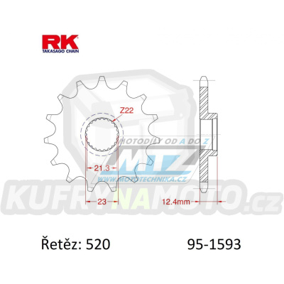 Kolečko řetězové (pastorek) 1593-14zubů RK - Yamaha YFM250R Raptor