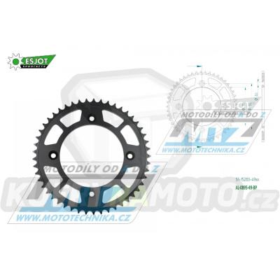 Rozeta řetězová (převodník) Dural 0895-49zubů ESJOT 51-15203-49BP - barva černá elox - KTM 85SX / 03-24 + 105SX+XC85+XC105 + Husqvarna TC85 / 14-24 + Gas-Gas MC85