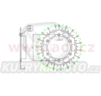 ocelová-nerezová rozeta pro sekundární řetězy typu 520, SUNSTAR (48 zubů)