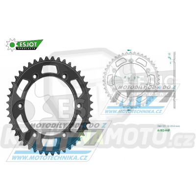 Rozeta řetězová (převodník) Dural 0822-44zubů ESJOT 51-32043-44BP - barva černá elox - Husqvarna CR+WR+TC+TE+WRE+TXC+SM+SMR + Suzuki DR350+DRZ400 + Cagiva WMX + Gas-Gas EC+ECF+XC+Ranger + Beta RR + Sherco SE+SEF + Rieju MR+XC+Ranger